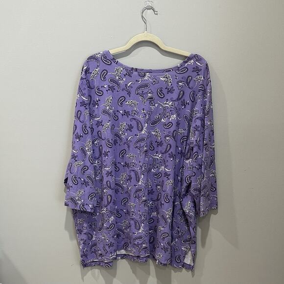 Woman Within Perfect V-Neck Tee Size 3x Purple White Cotton - Picture 4 of 4